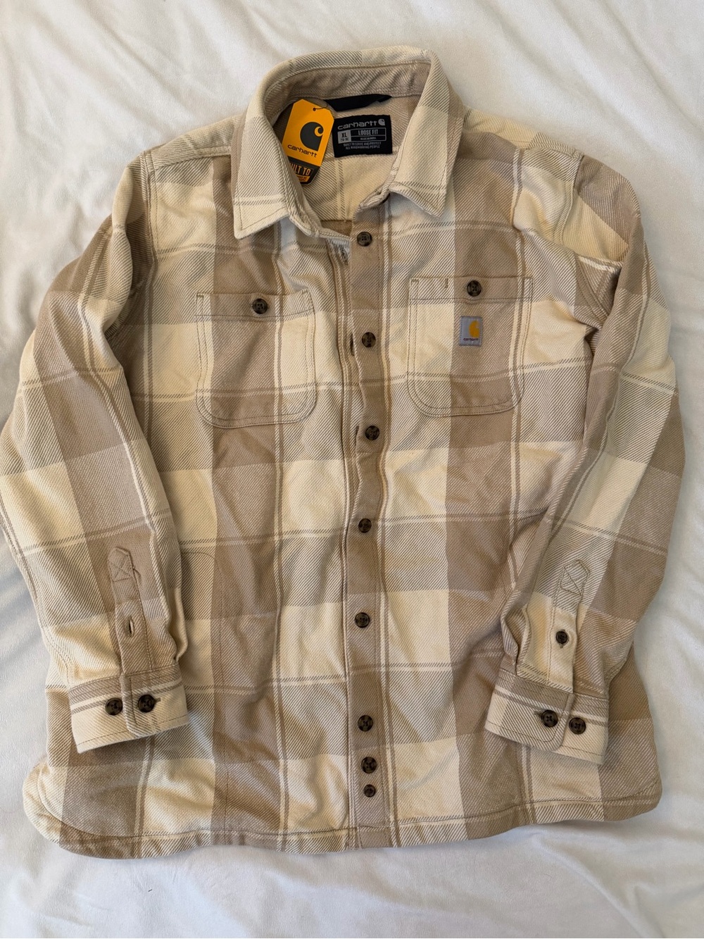 Carhartt Neutral Plaid Shirt Jacket in Beige and Cream